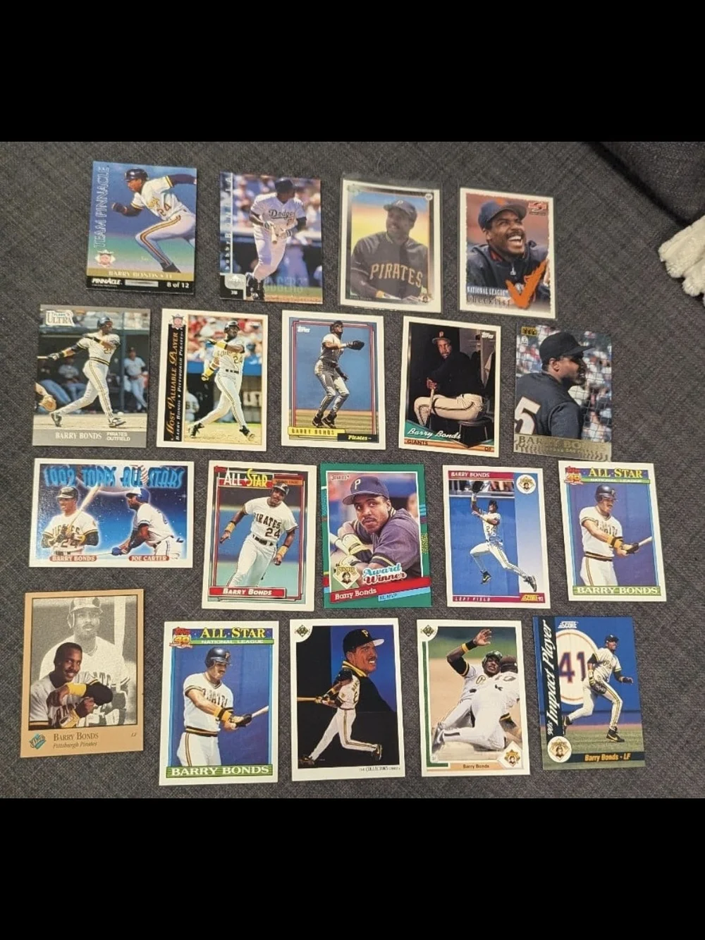 Barry Bonds 1990s Insert 19 Card Lot Team Pinnacle Topps Gold Pirates Giants